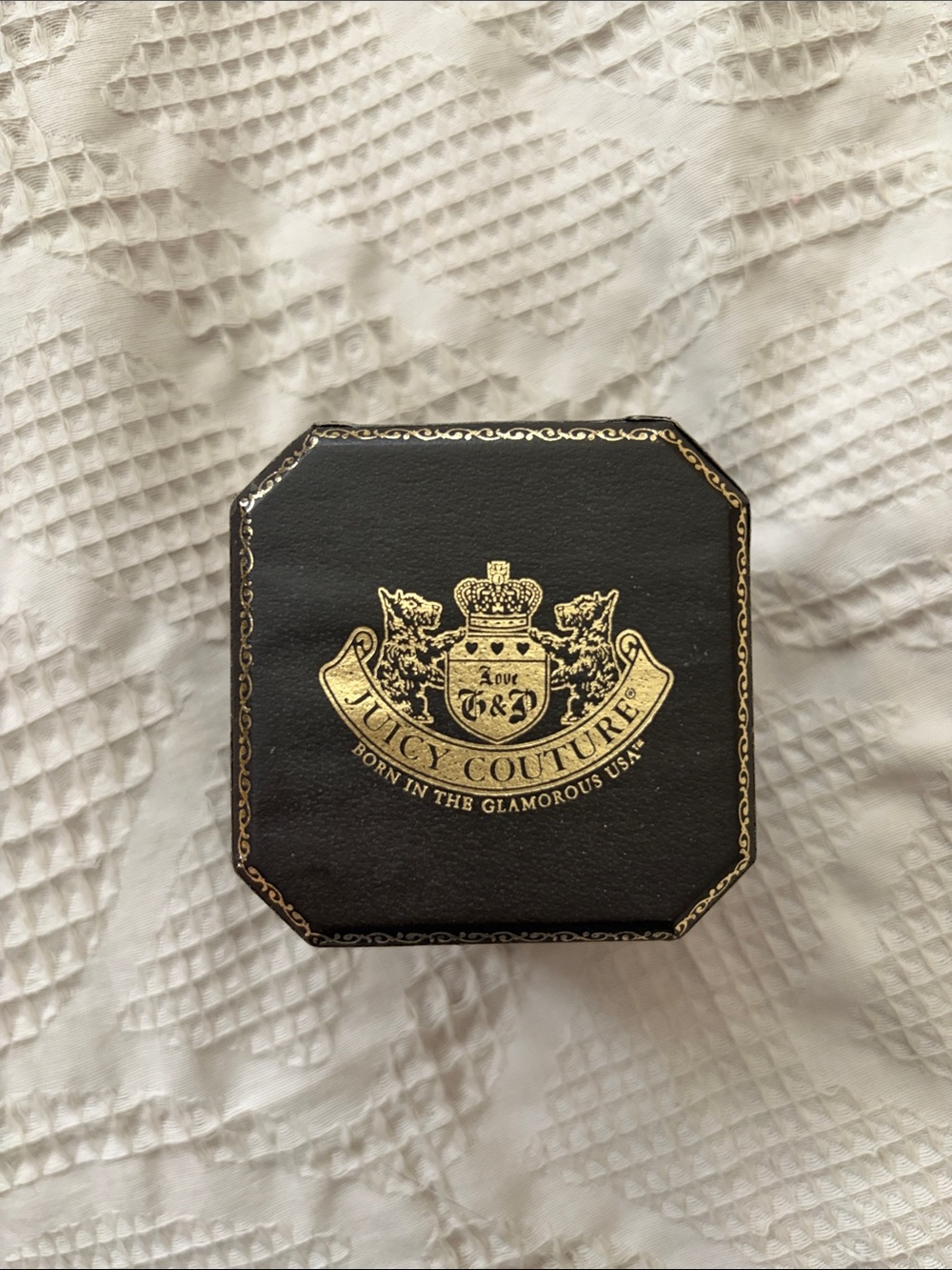 Juicy Couture Black and Gold Crest Jewelry Case